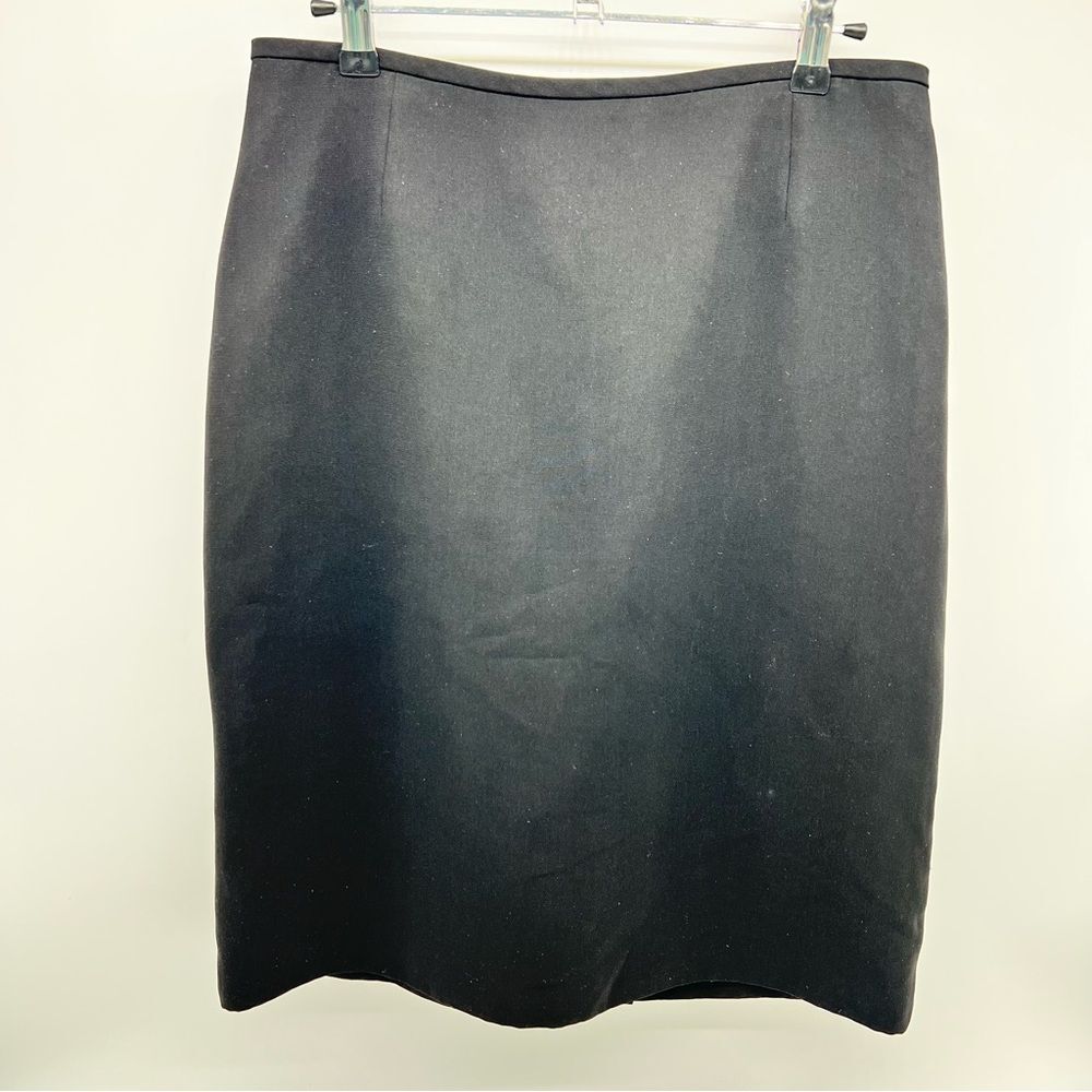 Tahari ASL Black Knee Length Pencil Office Skirt Fully Lined Walking Slit-Size 6